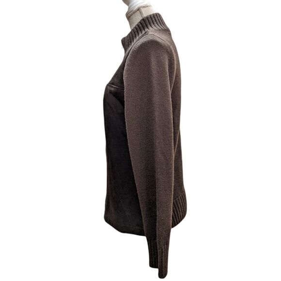 Sisley Italy Women's Brown Wool & Leather Suede Full Zip Jacket Size M - Picture 4 of 10